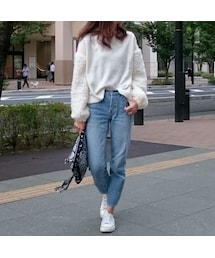 copine | 再入荷！袖が可愛いふわふわフェイクファーボリュームスリーブプルオーバー（4color）(ニット/セーター)