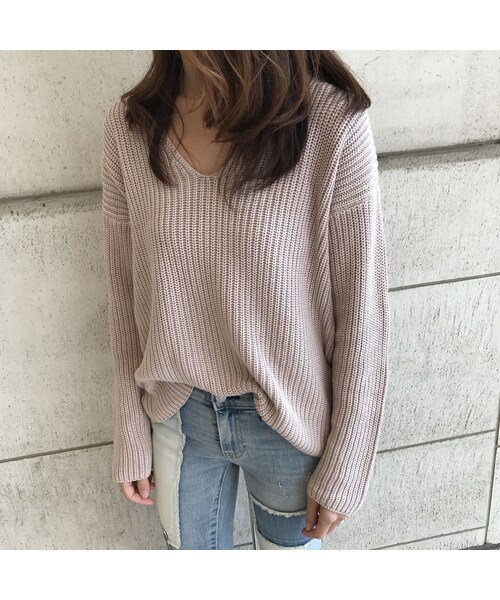 copine(コピン)の「くすみ加工でこなれ感演出!ストーンウォッシュ深Vニット(4color)(ニット/セーター・レディース・その他)」の4枚目の写真