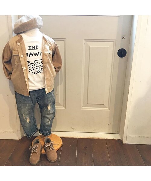 cache cache（カシュ カシュ）の「ARCH&LINE 　PG　COMBI　CARDIGAN　(LT BEIGE)（カーディガン/ボレロ・キッズ・その他）」の4枚目の写真