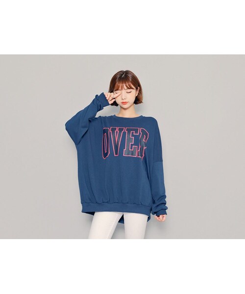 HOTPING(ホッピン)の「OVERレタリングルーズフィットプルオーバー(その他トップス・レディース・ミント/ネイビー/ホワイト/マスタード/ブラック・フリーサイズ(XS-XXL))」の4枚目の写真