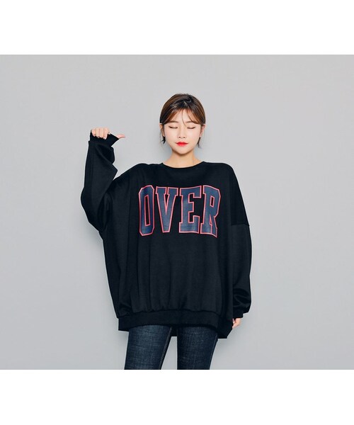 HOTPING(ホッピン)の「OVERレタリングルーズフィットプルオーバー(その他トップス・レディース・ミント/ネイビー/ホワイト/マスタード/ブラック・フリーサイズ(XS-XXL))」の3枚目の写真