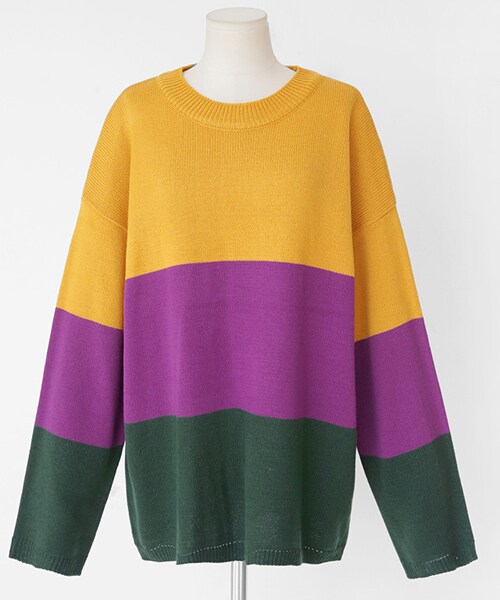 DHOLIC(ディーホリック)の「コントラストカラーニットプルオーバー(ニット/セーター・レディース・ブルー/イエロー/その他/グリーン・FREE)」の3枚目の写真