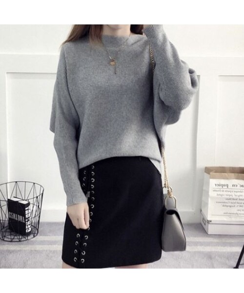 copine（コピン）の「★再入荷★抜群の着回し力！！ドルマンデザイン柔らかシンプルニットソー（6color）【クリックポスト対象商品】（ニット/セーター・レディース・その他）」の2枚目の写真