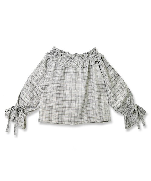flower（フラワー）の「mannish check blouse ～ﾏﾆｯｼｭﾁｪｯｸﾌﾞﾗｳｽ（シャツ/ブラウス・レディース・brown/gray・FREE）」の2枚目の写真