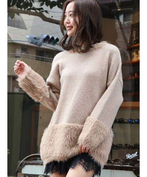 dazzlin シャギー切替ニットチュニック 黒 dazzlin - 限定価格‼︎dazzlin♡シャギー切替ニットチュニックの通販