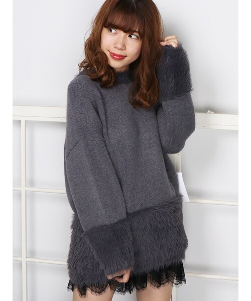 dazzlin シャギー切替ニットチュニック 黒 dazzlin（ダズリン）の「【sw】シャギー切替ニットチュニック（）」 - WEAR