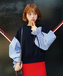 DHOLIC | 2TYPEスリーブディテールスウェットプルオーバー(スウェット)