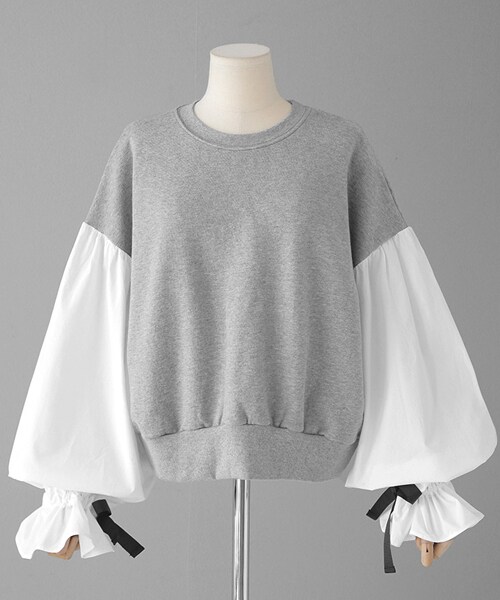 DHOLIC(ディーホリック)の「2TYPEスリーブディテールスウェットプルオーバー(スウェット・レディース・その他/グレー・FREE)」の2枚目の写真