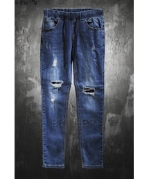 ByTheR | ウエストゴムダメージデニムパンツ(デニムパンツ)