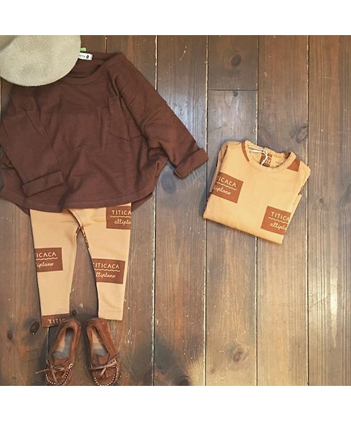 cache cache（カシュ カシュ）の「tinycottons titicaca badge pant(light brown/brown)（レギンス/スパッツ・キッズ・その他）」の2枚目の写真