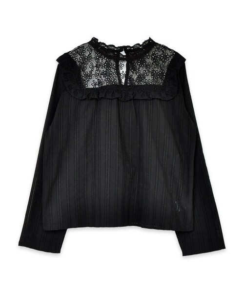 flower（フラワー）の「snow lace top ～ｽﾉｰﾚｰｽﾄｯﾌﾟ（シャツ/ブラウス・レディース・white/black・FREE）」の2枚目の写真