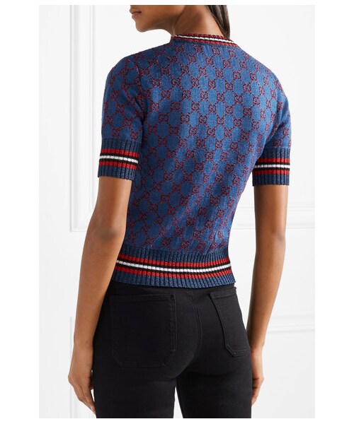 GUCCI（グッチ）の「Gucci - Metallic Jacquard-knit Sweater - Blue（ニット/セーター）」 - WEAR