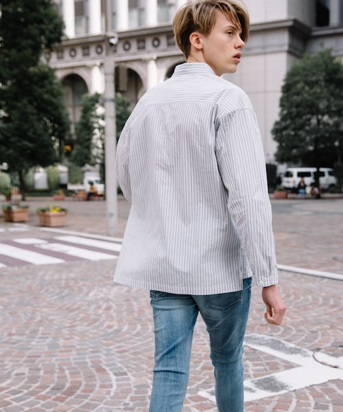 LIDNM(リドム)の「ストライプオーバーシャツ(シャツ/ブラウス・メンズ・ホワイト・S, M, L)」の5枚目の写真