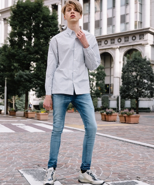 LIDNM(リドム)の「ストライプオーバーシャツ(シャツ/ブラウス・メンズ・ホワイト・S, M, L)」の6枚目の写真