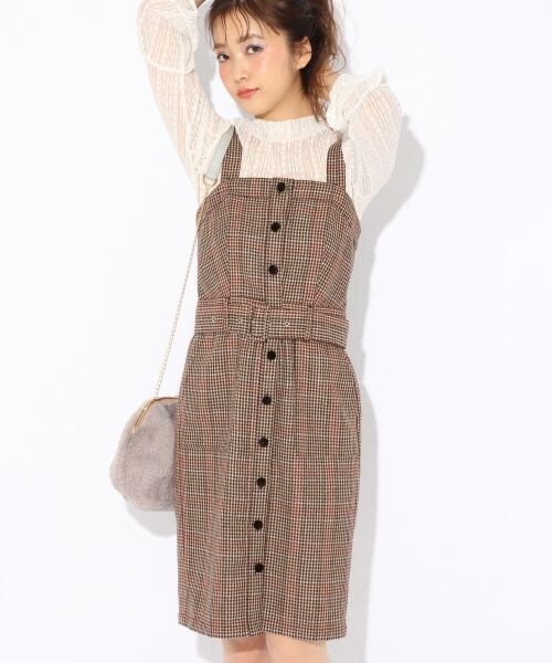 Heather（ヘザー）の「コラボアソートジャンスカ（ワンピース/ドレス・ブラック/グレー系チェック/ブラウン系）」の3枚目の写真