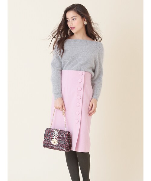 31 Sons de mode（トランテアン　ソン　ドゥ　モード）の「モッサ釦付きスリットタイトスカート（スカート・レディース・モデル身長:163cm/ピンク/ライトグレー/グリーン・36/38）」の5枚目の写真