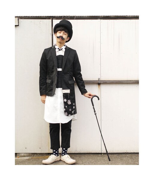 NIRAME.CO（ニラメッコ）の「かくかく○○ロングシャツ  ～モノトーン～（ワンピース・メンズ・その他）」の2枚目の写真