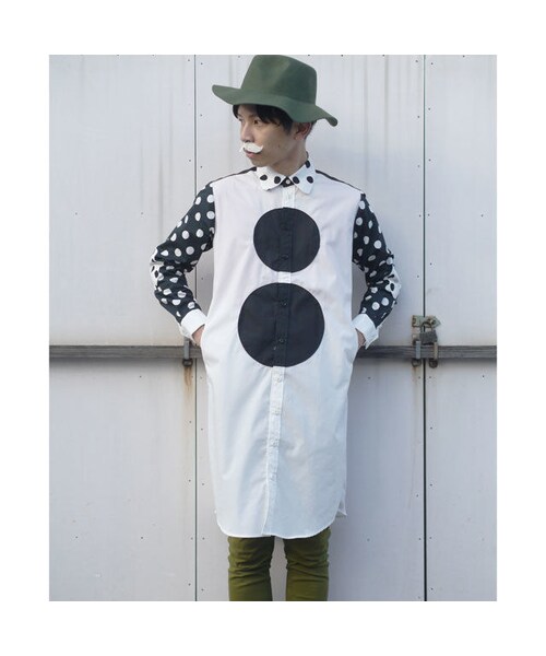 NIRAME.CO（ニラメッコ）の「かくかく○○ロングシャツ  ～モノトーン～（ワンピース・メンズ・その他）」の4枚目の写真