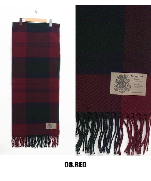 Sheson（シーズン）の「Sheson(シーズン)セレクト カシミヤタッチチェック柄フリンジ大判ストール（ストール/ショール・レディース・アイボリー/グリーン/イエロー/レッド/ネイビー/オレンジ/ブルー・FREE）」の5枚目の写真