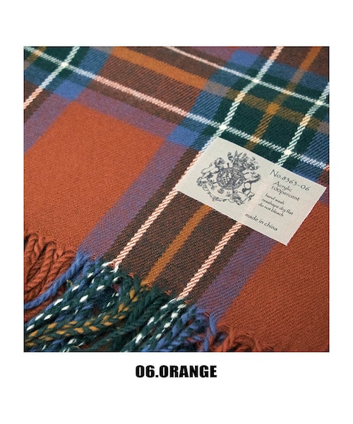 Sheson（シーズン）の「Sheson(シーズン)セレクト カシミヤタッチチェック柄フリンジ大判ストール（ストール/ショール・レディース・アイボリー/グリーン/イエロー/レッド/ネイビー/オレンジ/ブルー・FREE）」の6枚目の写真