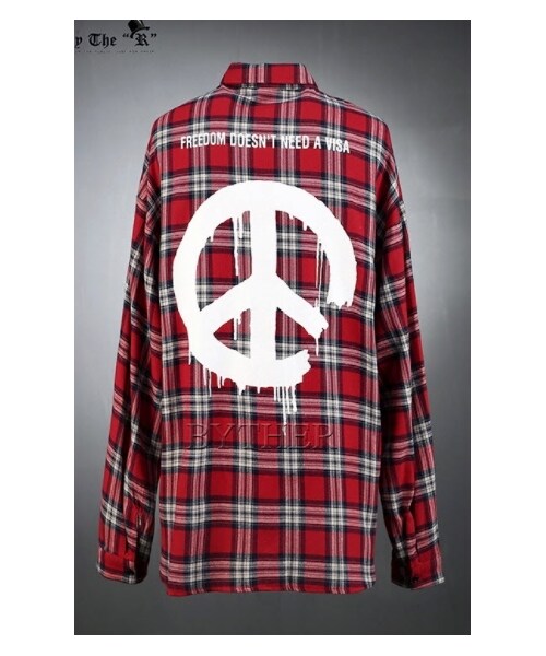 ByTheR（バイザアール）の「バックプリントルーズチェックシャツ（シャツ/ブラウス・メンズ・ブルー/レッド/イエロー・FREE）」の3枚目の写真