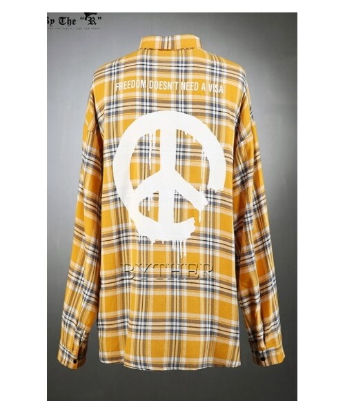 ByTheR（バイザアール）の「バックプリントルーズチェックシャツ（シャツ/ブラウス・メンズ・ブルー/レッド/イエロー・FREE）」の2枚目の写真