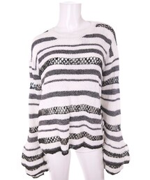 Bobon21 | ぷっくり袖ボーダーニット-全１色-(ニット/セーター)