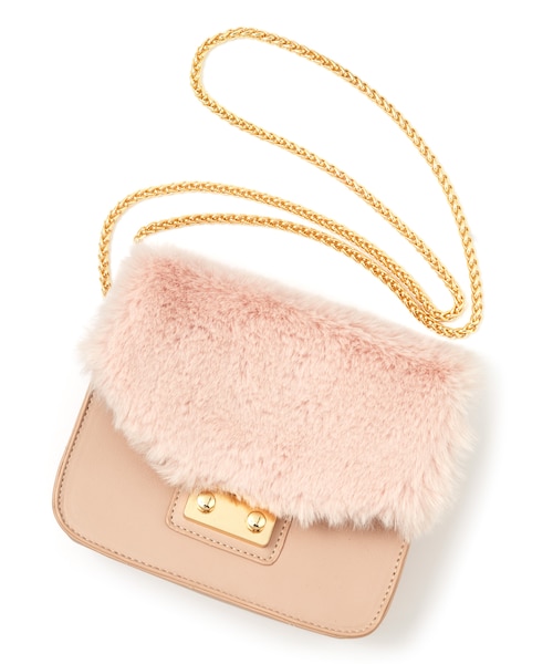 GRL（グレイル）の「フラップファーミニショルダーバッグ（ショルダーバッグ・レディース・ブラック/ブラック×グレー/ピンク/黒×ピンク・F）」の4枚目の写真