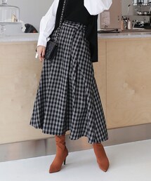 DHOLIC | バックゴムチェックフレアロングスカート(スカート)