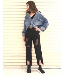 BARAK | クラッシュデニムパンツ(デニムパンツ)