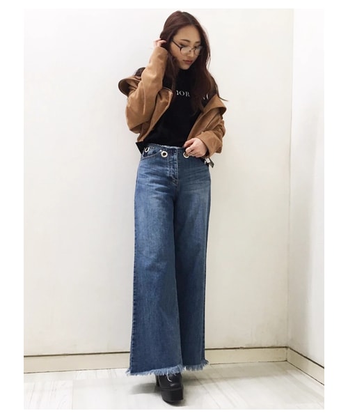 BARAK（バラク）の「アイレットワイドデニムパンツ（デニムパンツ・レディース・ブラック/ブルー・S．M/S.M）」の2枚目の写真