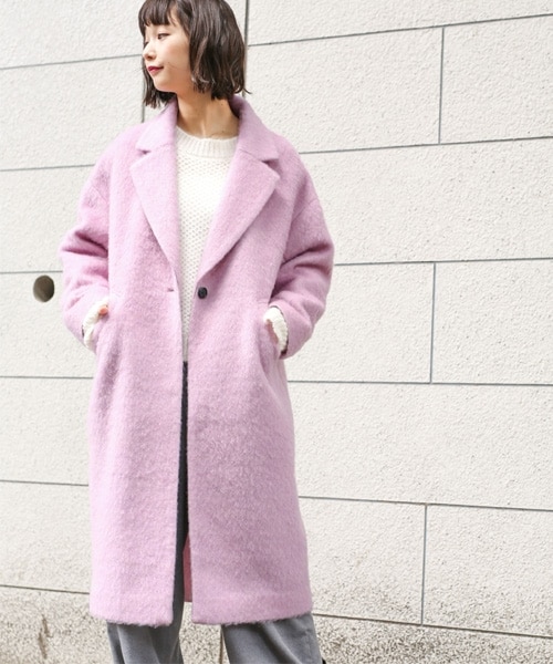 LOWRYS FARM(ローリーズファーム)の「★WEB先行予約アイテム★シャギーコート(ジャケット/アウター・オフ/ピンク/グリーン)」の2枚目の写真