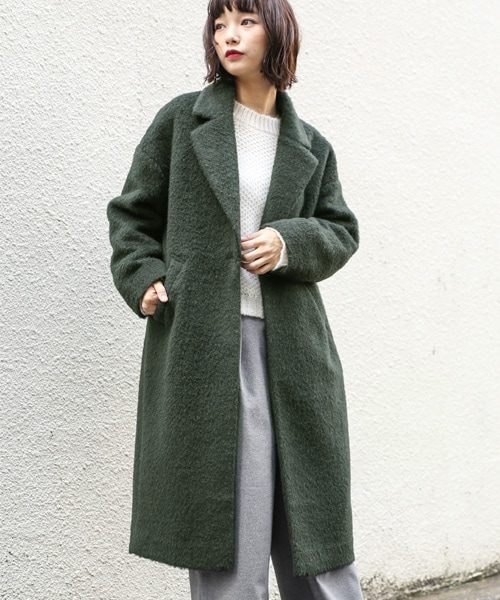 LOWRYS FARM(ローリーズファーム)の「★WEB先行予約アイテム★シャギーコート(ジャケット/アウター・オフ/ピンク/グリーン)」の3枚目の写真