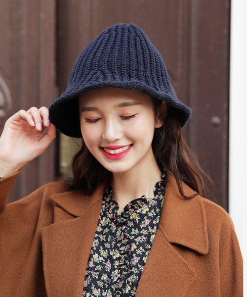 DHOLIC（ディーホリック）の「ワイヤーニットバケットハット（ニットキャップ/ビーニー・レディース・ブラック/ブルー/ベージュ/グレー/その他/ピンク・FREE）」の4枚目の写真