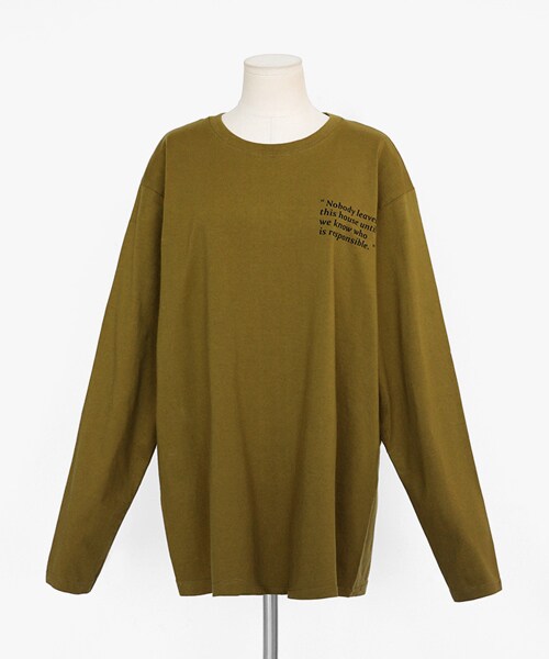 DHOLIC（ディーホリック）の「レタリングポイントロングスリーブTシャツ（Tシャツ/カットソー・レディース・ホワイト/グリーン/ブラック/ブラウン・FREE）」の4枚目の写真