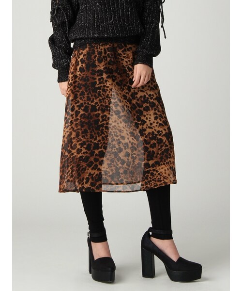 EVRIS（エヴリス）の「レイヤードレギンスフレアスカート（スカート・レディース・ブラック/ミックス）」の2枚目の写真