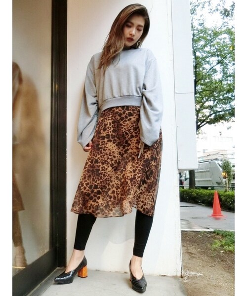 EVRIS（エヴリス）の「レイヤードレギンスフレアスカート（スカート・レディース・ブラック/ミックス）」の3枚目の写真