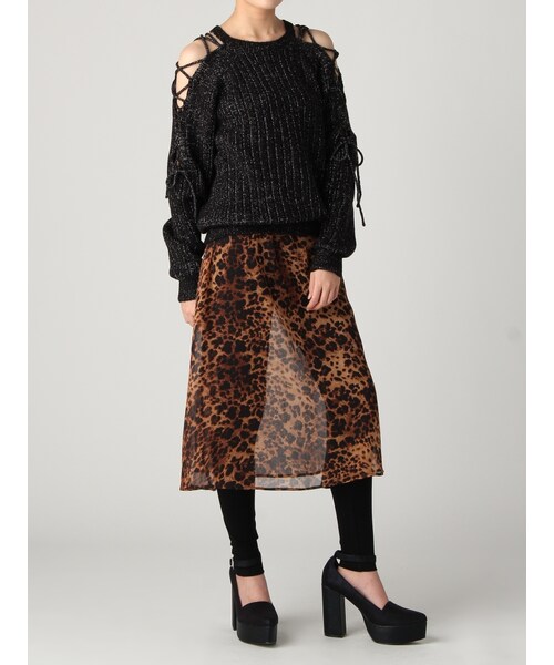 EVRIS（エヴリス）の「レイヤードレギンスフレアスカート（スカート・レディース・ブラック/ミックス）」の6枚目の写真