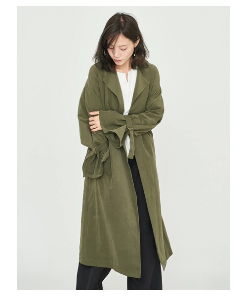 earth music&ecology（アースミュージックアンドエコロジー）の「★ドロップショルダーノーカラーコート（ジャケット/アウター・ベージュ/カーキ/ネイビー・F）」の11枚目の写真