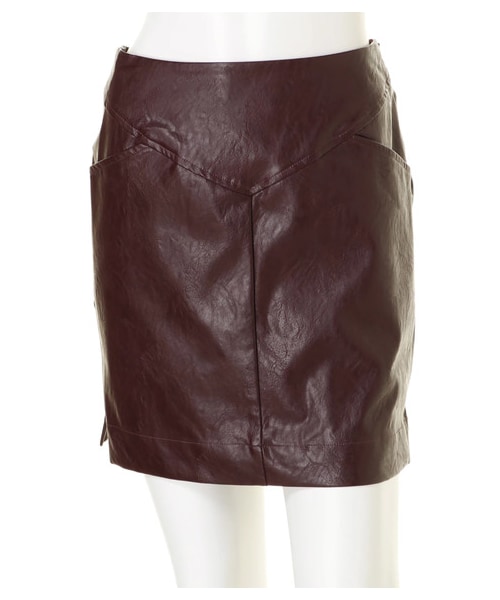 BARAK（バラク）の「合皮台形スカート（スカート・レディース・ブラック/ボルドー・FREE）」の2枚目の写真