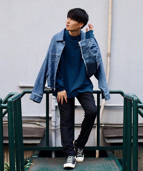 LIDNM（リドム）の「オフショルダースウェット（スウェット・メンズ・ディープブルー・S、M、L）」の4枚目の写真