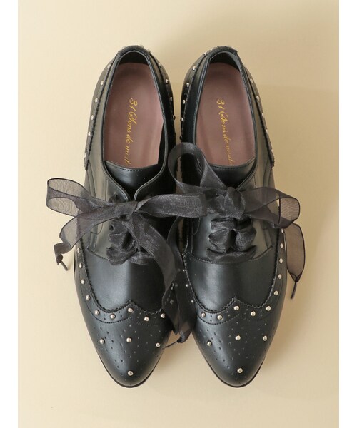 31 Sons de mode（トランテアン　ソン　ドゥ　モード）の「スタッズレースアップシューズ（シューズ・レディース・ブラック・S/M/L）」の2枚目の写真
