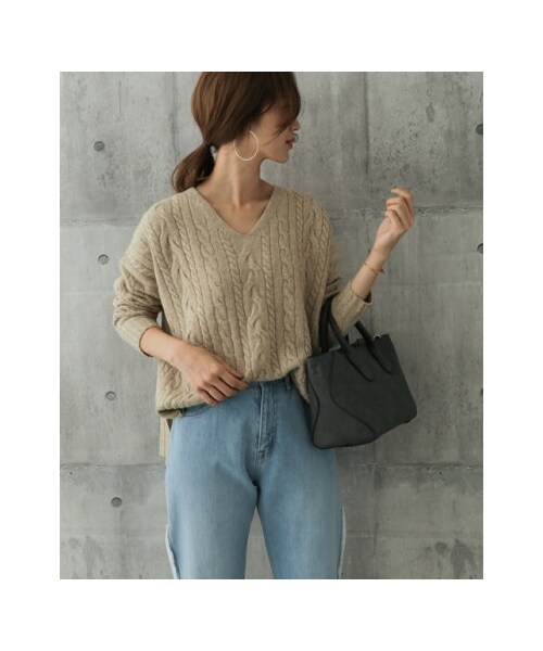 URBAN RESEARCH DOORS（アーバンリサーチドアーズ）の「【予約】ハミルトンウールアラン柄ニット（その他・レディース・IVORY/NAVY/GRAY/L.BEIGE・one）」の13枚目の写真