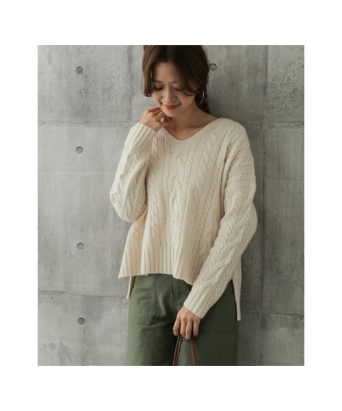 URBAN RESEARCH DOORS（アーバンリサーチドアーズ）の「【予約】ハミルトンウールアラン柄ニット（その他・レディース・IVORY/NAVY/GRAY/L.BEIGE・one）」の7枚目の写真