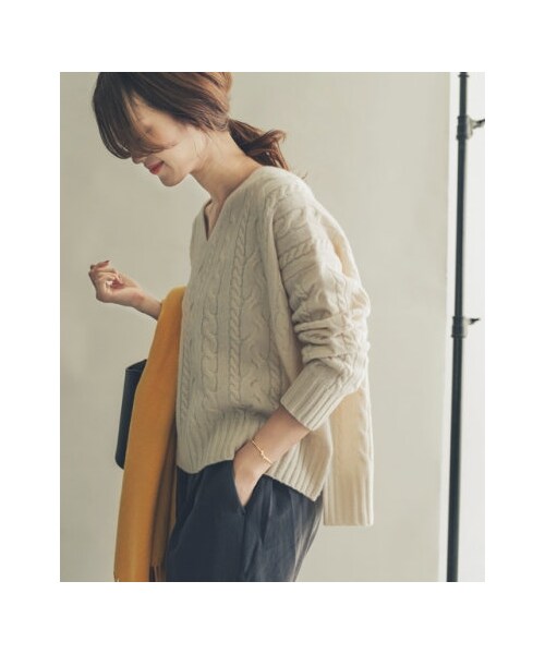 URBAN RESEARCH DOORS（アーバンリサーチドアーズ）の「【予約】ハミルトンウールアラン柄ニット（その他・レディース・IVORY/NAVY/GRAY/L.BEIGE・one）」の5枚目の写真