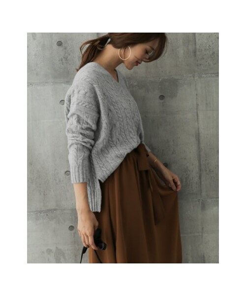 URBAN RESEARCH DOORS（アーバンリサーチドアーズ）の「【予約】ハミルトンウールアラン柄ニット（その他・レディース・IVORY/NAVY/GRAY/L.BEIGE・one）」の16枚目の写真