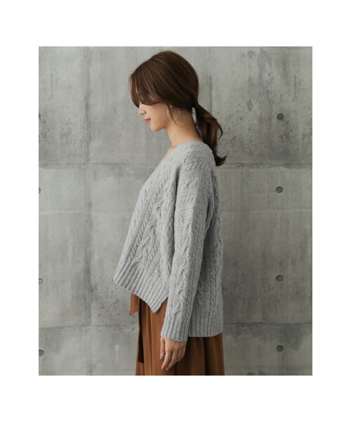 URBAN RESEARCH DOORS（アーバンリサーチドアーズ）の「【予約】ハミルトンウールアラン柄ニット（その他・レディース・IVORY/NAVY/GRAY/L.BEIGE・one）」の20枚目の写真