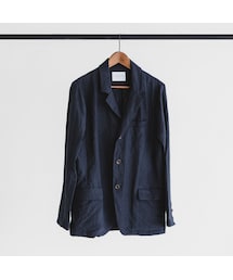 no brand | Linen weather cloth set up jacket (navy)(テーラードジャケット)