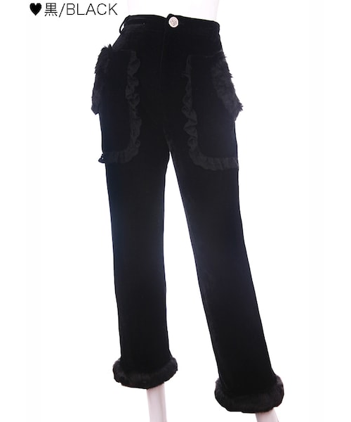 Bobon21（ボボンニジュウイチ）の「スウィートベロアファーパンツ-全３色-（その他パンツ・レディース・ピンク/ブラック/ホワイト・S/M/L）」の3枚目の写真