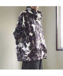 BALMUNG / グラフィックジャージーハイネックビッグパーカー / 銀花(白